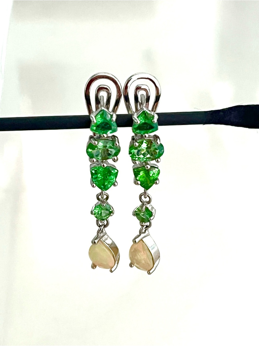 Natural Tsavorite Opal 14KGP Earrings